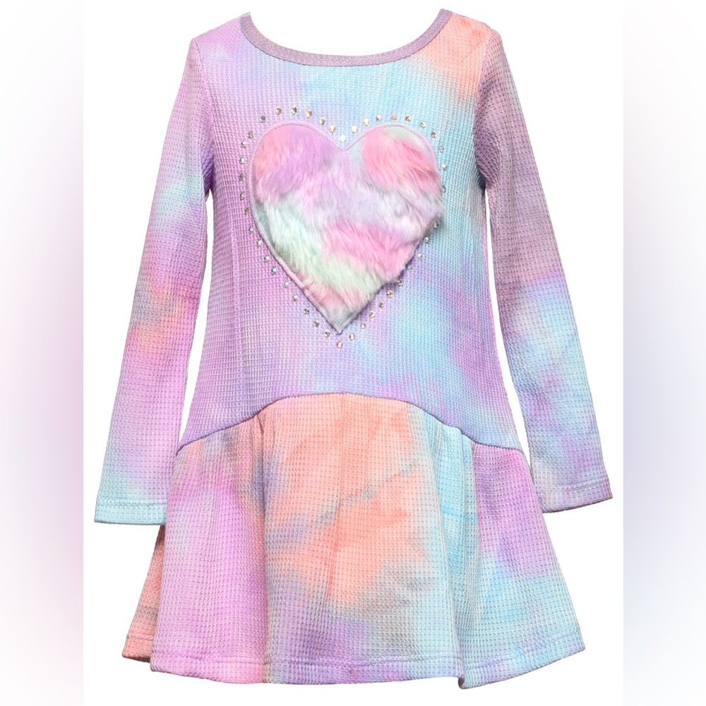 Baby Sara/Hannah Banana Tie Dye Dress with Fur Heart